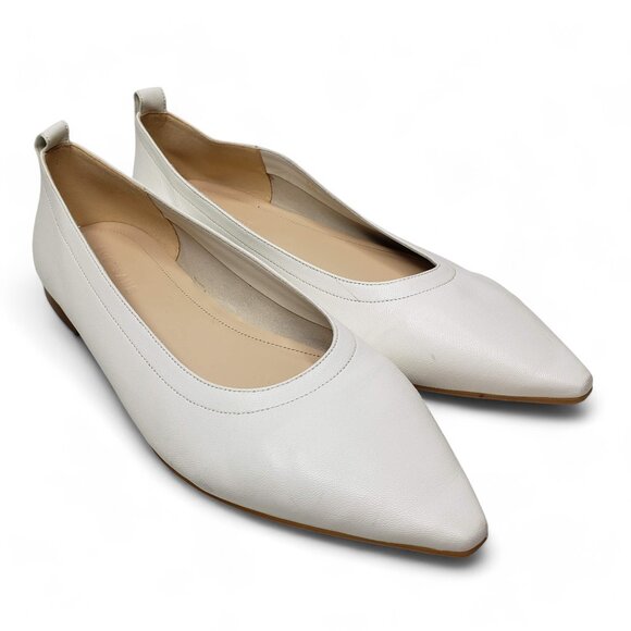 Everlane Day Glove Pointed Toe Flats Women's Antique White Leather Slip On 5.5 - Picture 1 of 8